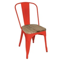 Bolero Steel Dining Chairs Wooden Seat Red Pack of 4