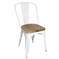 Bolero Steel Dining Chairs Wooden Seat White Pack of 4