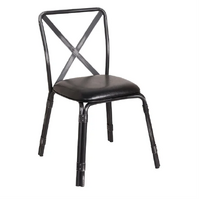 Bolero Antique Black Steel Chairs with Black PU Seat Pack of 4