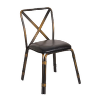 Bolero Antique Copper Steel Chairs with Black PU Seat Pack of 4