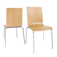 Bolero Basic Wooden Dining Chairs, Beech Set of 4