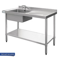 Vogue Sink Single Bowl 700x1200x900mm Right Hand Drainer
