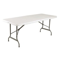 Bolero Centre Folding Utility Table White Rectangular 6ft