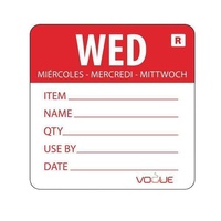 Removable Food Label    Wednesday Red Roll of 500