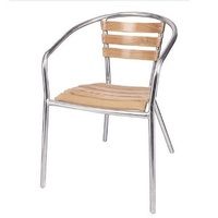 Bolero Aluminium and Ash Wood Stackable Chairs, Set of 4