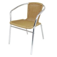 Bolero Aluminium and Wicker Stackable Chairs, Natural Set of 4