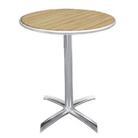 Bolero Table Round Aluminium & Ash Wood 600mm Flip Top