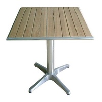 Bolero Table Square Aluminium & Ash Wood 600mm
