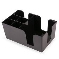 Bar Caddy / Organiser with 6 Compartments Black Plastic