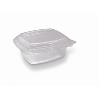Clear PET Container Hinged Lid Rectangle  8oz 235ml Pkt of 50