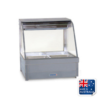Roband Heated Bain Marie Display Curved Double w 4x 1/2 Pans & Rear Roller Doors