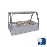 Roband Heated Bain Marie Display Angled Double w 6x 1/2 Pans & Rear Roller Doors