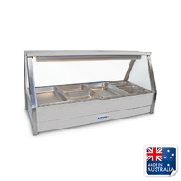 Roband Heated Bain Marie Display Angled Double w 8x 1/2 Pans & Rear Roller Doors