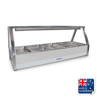 Roband Heated Bain Marie Display Angled Double w 10x 1/2 Pans & Rear Roller Doors
