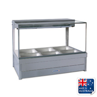 Roband Heated Bain Marie Display Square Double Row w 6x 1/2 Pans