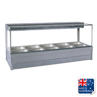 Roband Heated Bain Marie Display Square Double Row w 10x 1/2 Pans