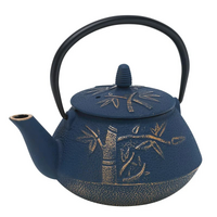 Avanti Bamboo pattern Navy Cast Iron Teapot 800ml