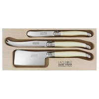 Laguiole by Andre Verdier Debutant Cheese Knife Set 3 Pieces Ivory with Butter Spreader