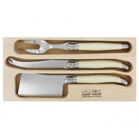 Laguiole by Andre Verdier Debutant Ivory Cheese Knife Set 3 Pieces with Fork