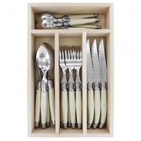Laguiole by Andre Verdier Debutant Ivory Cutlery Set 24 Piece in Tray 