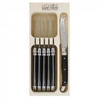 Laguiole by Andre Verdier Debutant Small Cheese Knife Set of 6 Black