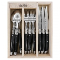 Laguiole by Andre Verdier Debutant Black Cutlery Set 18 Piece in Tray