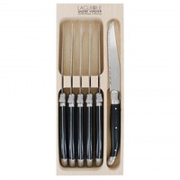 Laguiole by Andre Verdier Debutant Black Steak Knife Set 6 Piece