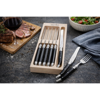 Laguiole by Andre Verdier Debutant Black Dinner Knife Set 6 Piece