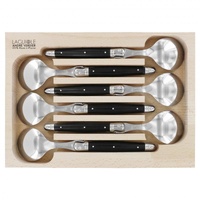 Laguiole by Andre Verdier Debutant Black Round Soup Spoon 6 Piece Set