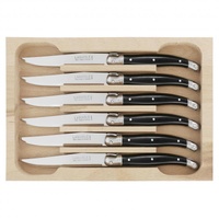 Laguiole by Andre Verdier Debutant Black Dessert Knife Set 6 Piece