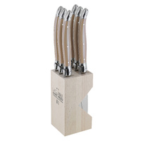 Laguiole by Andre Verdier Debutant Sand Steak Knife Set of 6 in Block