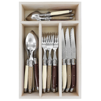 Laguiole by Andre Verdier Debutant Cutlery Set 24 Piece in Tray Omnicolour Mixed (Choc Series)