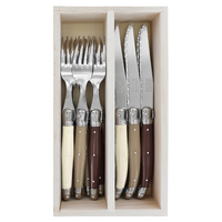 Laguiole by Andre Verdier Debutant Cutlery Set 12 Piece in Tray Omnicolour Mixed (Choc Series) 
