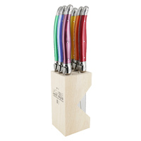 Laguiole by Andre Verdier Debutant Mixed Colours Steak Knife Set of 6 in Block