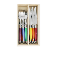 Laguiole by Andre Verdier Debutant Cutlery Set 12 Piece in Tray Mixed Colours