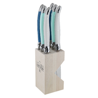 Laguiole by Andre Verdier Debutant Omnicolour mixed St Tropez Series Steak Knife Set of 6 in Block