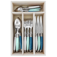 Laguiole by Andre Verdier Debutant Cutlery Set 24 Piece in Tray Omnicolour Mixed (St Tropez Series)
