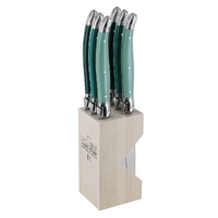 Laguiole by Andre Verdier Debutant Omnicolour Forest Series Steak Knife Set of 6 in Block