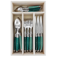 Laguiole by Andre Verdier Debutant Cutlery Set 24 Piece in Tray Omnicolour Mixed (Forest Series)