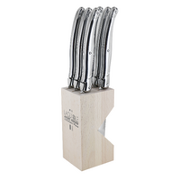 Laguiole by Andre Verdier Debutant INOX Stainless Steak Knife Set of 6 in Block