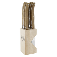 Laguiole by Andre Verdier Debutant Toasted Oak Steak Knife Set 6 Piece