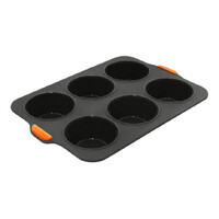 Bakemaster Silicone 6 Cup Large Muffin Pan, 35.5 x 24.5cm (9 x 4.5cm) - Grey