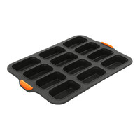 Bakemaster Silicone 12 Cup Mini Loaf Pan, 35.5 x 24.5cm (9 x 5 x 2.5cm) - Grey