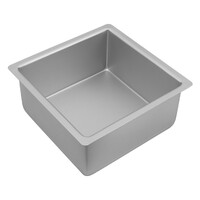 Bakemaster Silver Anodised Square Deep Cake Pan, 20 x 10cm