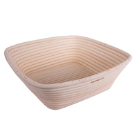 BAKEMASTER Square Proving Basket 25 x 8.5cm - Rattan 	