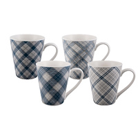 Bundanoon Conical Mug 400ml - Tartan Blues Set of 4