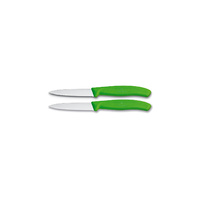 Victorinox Paring Knives Serrated Green Handles 8cm Set of 2