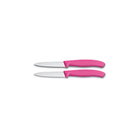 Victorinox Paring Knives Serrated Pink Handles 8cm Set of 2