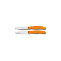 Victorinox Paring Knives Serrated Orange Handles 8cm Set of 2