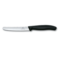 Victorinox Steak / Tomato Knife Wavy Edge 11cm Black Handle